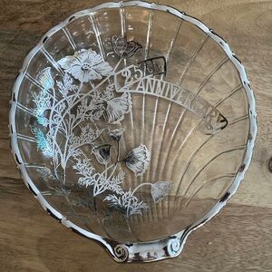 SILVER OVERLAY | 25th Anniversary Clam Shell Bowl